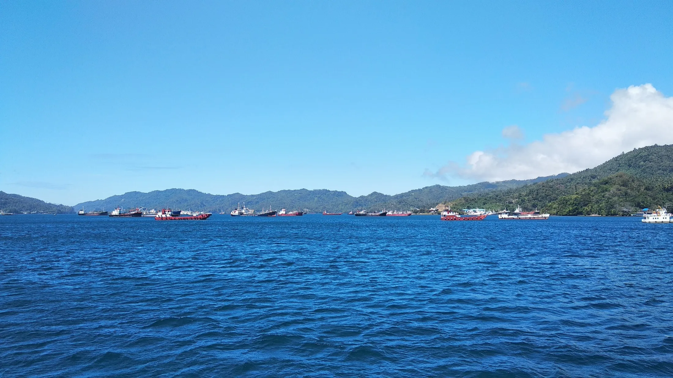 Kapal berlabuh di reede Bitung.